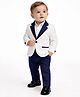 Spool Junior Cotton Woven Full Sleeves Colour Blocked Blazer & Pant With Shirt Set - Navy Blue