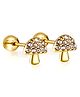 Twisty Locks Stone Embellished Mushroom Designed Earrings - Gold