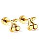 Twisty Locks Cherries Designed Earrings - Gold