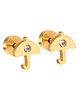 Twisty Locks Stones Embellished Umbrella Designed Earrings - Gold