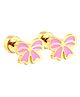 Twisty Locks Bow Designed Earrings - Gold