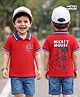 Babyhug Disney Cotton Knit T-Shirt Half Sleeve Polo Neck with Front and Back Mickey Mouse Graphic Multi Color 18-24 Months