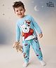 Babyhug Disney 100% Cotton Knit Full Sleeves T-Shirt & Pyjama Night Suit With Winnie The Pooh Graphics - Light Blue