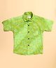 FILORI Cotton Woven Half Sleeves Bandhani Printed Shirt - Green