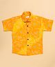 FILORI Cotton Woven Half Sleeves Bandhani Printed Shirt - Orange