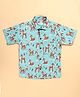 FILORI Cotton Woven Half Sleeves Deer Printed Shirt - Light Blue