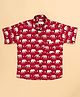 FILORI Cotton Woven Half Sleeves Elephant Printed Shirt - Red
