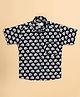 FILORI Cotton Woven Half Sleeves Elephant Printed Shirt - Black