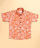 FILORI Cotton Woven Half Sleeves Floral Printed Shirt - Orange