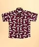 FILORI Cotton Woven Half Sleeves Leopard Printed Shirt - Burgundy