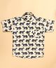 FILORI Cotton Woven Half Sleeves Tiger Printed Shirt - Cream & Grey