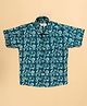 FILORI Cotton Woven Half Sleeves Animals Printed Shirt - Teal Blue