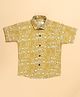 FILORI Cotton Woven Half Sleeves Animal & Abstract Printed Shirt - Mustard