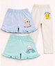 MOONKIDS 100% Pure Cotton Knit Pack Of 2 Floral & Animals Printed Shorts With Pant - Multi Colour