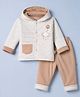 Child World Knit Hodded Full Sleeves Winter Wear Suit With Elephant Patch - Beige