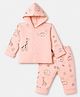 Child World Knit Full Sleeves Hooded Winter Wear Suit with Animal Print - Pink