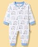 Child World Interlock Knit Full Sleeves Rompers With Animal Print - White