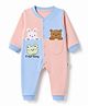 Child World Interlock Knit Full Sleeves Animals Embroidered Romper - Light Blue & Pink