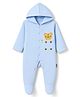 Child World Fleece Knit Full Sleeves Hooded Sleep Suit with Tiger Embroidery - Sky Blue