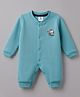 Mini Taurus 100% Cotton Knit Full Sleeves Elephant Embroidered Sleepsuit - Light Blue