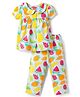 Babyhug Cotton Knit Half Sleeves Tropical Theme Printed Co-Ords Top & Pyjama Night Suit - Light Blue