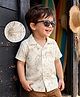 Kookie Kids Cotton Woven Half Sleeves Floral Printed Shirt Offwhite 2-3 Years