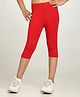Robinbosky Cotton Elastane Knit Solid Capri Leggings - Red