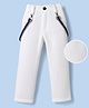 Rikidoos Cotton Woven Full Length Solid Pant With Suspender - White