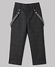 Rikidoos Cotton Woven Full Length Checked Pant With Suspender - Charcoal Grey