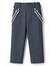 Rikidoos Cotton Woven Full Length Checked Pant With Suspender - Navy Blue