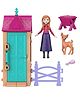 Disney 14.5 cm, Frozen Small Doll Playset Anna Elsa Figure Toy with 5 Surprise Accessories - Dark Pink & Light Brown