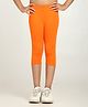 Robinbosky Cotton Elastane Knit Solid Capri Leggings - Orange