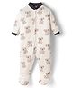 Kidi Wav Full Sleeves Koala Bear Printed Footed Sleepsuit - White