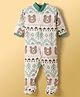Kidi Wav Full Sleeves Bear & Forest Theme Printed Footed Sleepsuit - White