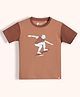 Orange Sugar 100% Cotton Knit Half Sleeves Born To Roam Text Printed Tee - Light Brown