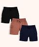 Orange Sugar 100% Cotton Knit Pack Of 3 Solid Cargo Style Shorts - Multi Colour