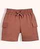 Orange Sugar 100% Cotton Knit Solid Cargo Shorts - Honey Brown