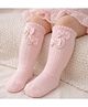 The little lookers Cotton Knit Bow Applique Detailed Pearls Embellished Socks - Pink