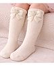 The little lookers Cotton Knit Bow & Crown Applique Detailed Pearls Embellished Socks - Skin