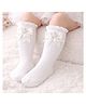 The little lookers Cotton Knit  Bow & Crown Applique Detailed Pearls Embellished Socks - White