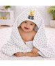 The little lookers Microfiber Knit Printed Baby Hooded Towel - White