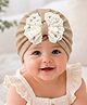 The little lookers Cotton Knit Lace Embellished Bow Applique Detailed Turban Cap - Skin - Circumference - 32 Cms