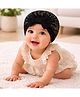 The little lookers Knit Lace Embellished Turban Cap - Black - Circumference - 32 Cms