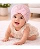 The little lookers Knit Bow Applique Detailed Turban Cap - Pink - Circumference 32 Cms