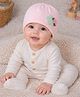 The little lookers Cotton Knit Floral Applique Detailed Cap -  Pink - Circumference - 38 Cm
