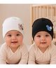 The little lookers Cotton Knit Floral Applique Detailed Cap - Purple & Pink - Circumference - 38 Cm