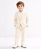 Spool Junior Velour Woven Full Sleeves Solid Blazer & Pant With Shirt Set - Cream