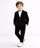 Spool Junior Velour Woven Full Sleeves Solid Blazer & Pant With Shirt Set - Black