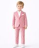 Spool Junior Velour Woven Full Sleeves Solid Blazer & Pant With Shirt Set - Pink