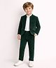 Spool Junior Velvet Woven Full Sleeves Solid Blazer & Pant With Shirt Set - Dark Green